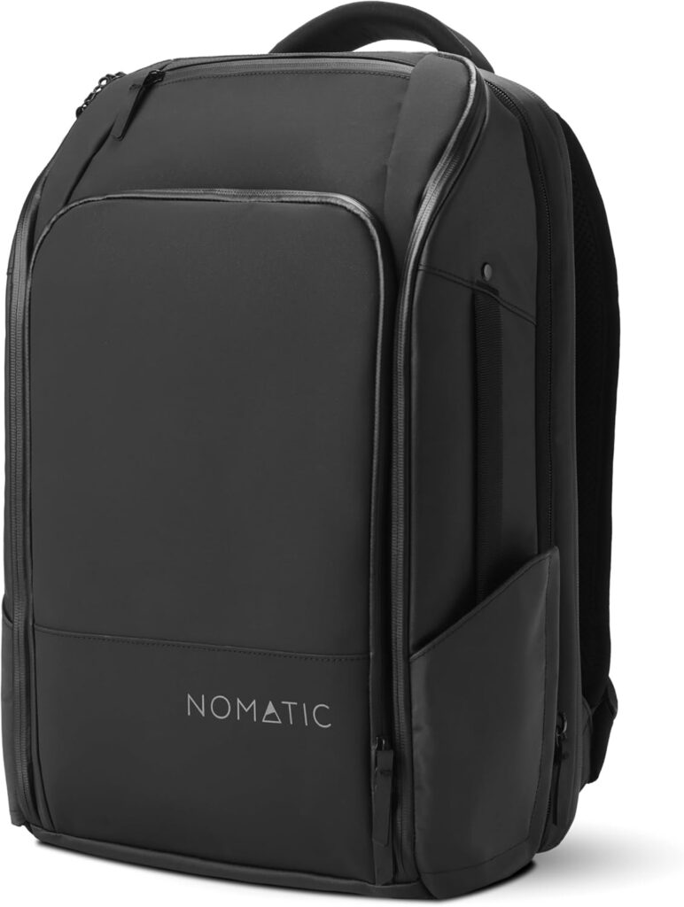 Black Nomatic backpack, a stylish and functional choice for travel for business.