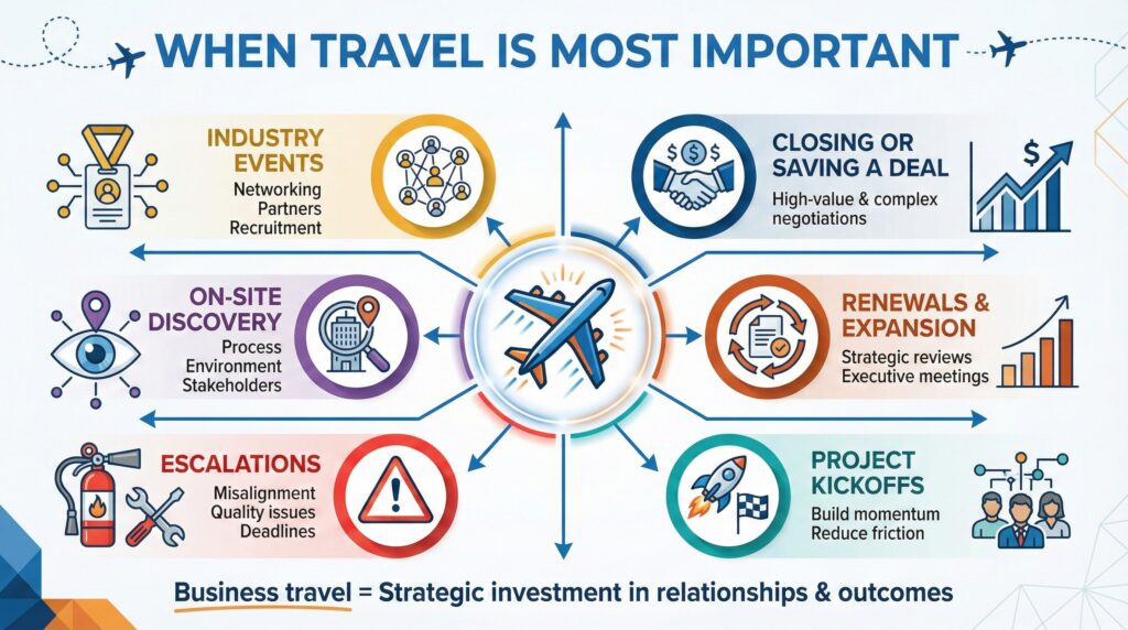 Infographic: When travel is most important for business, including industry events, onsite discovery, and project kickoffs.