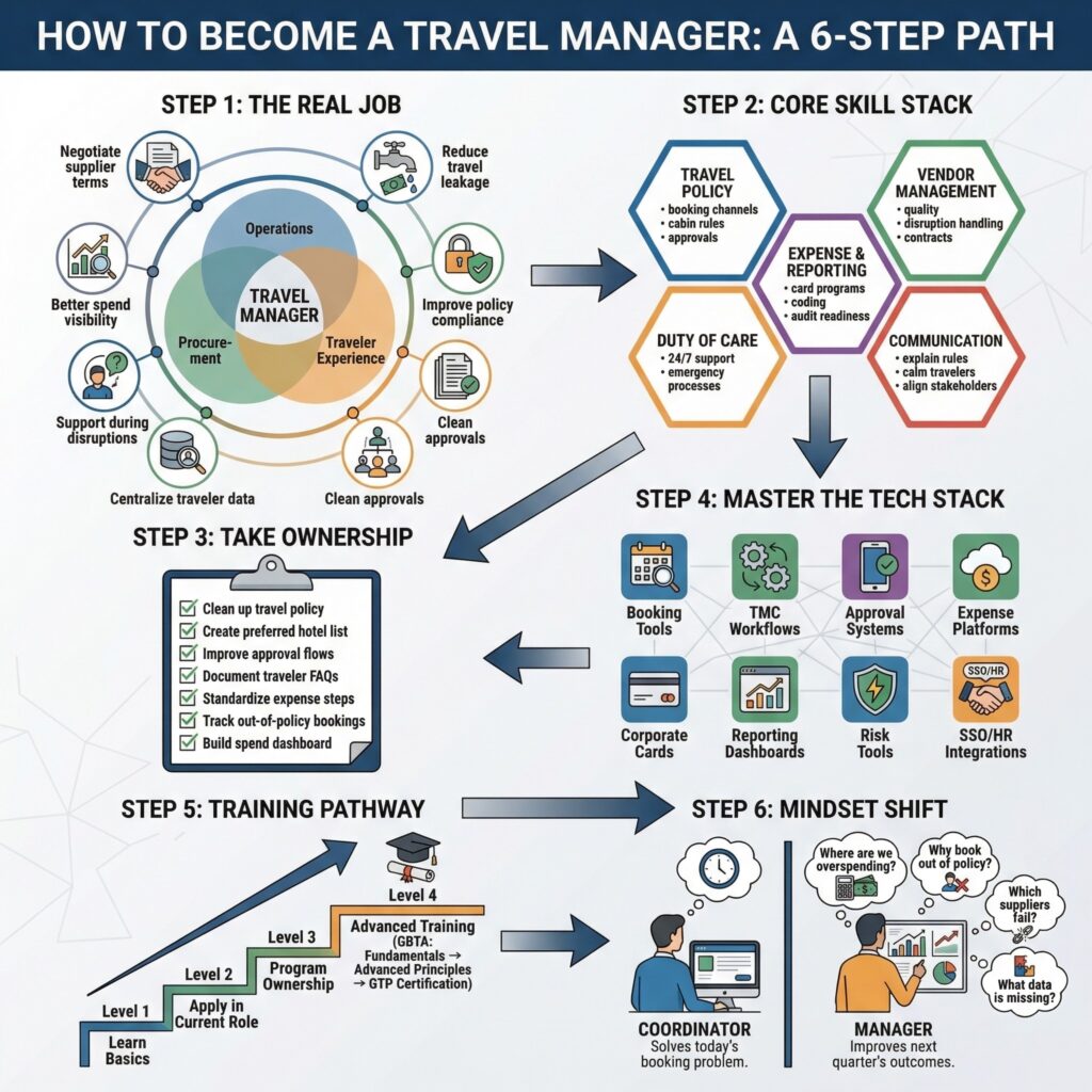 Travel manager career path: skills, training, and mindset shifts.